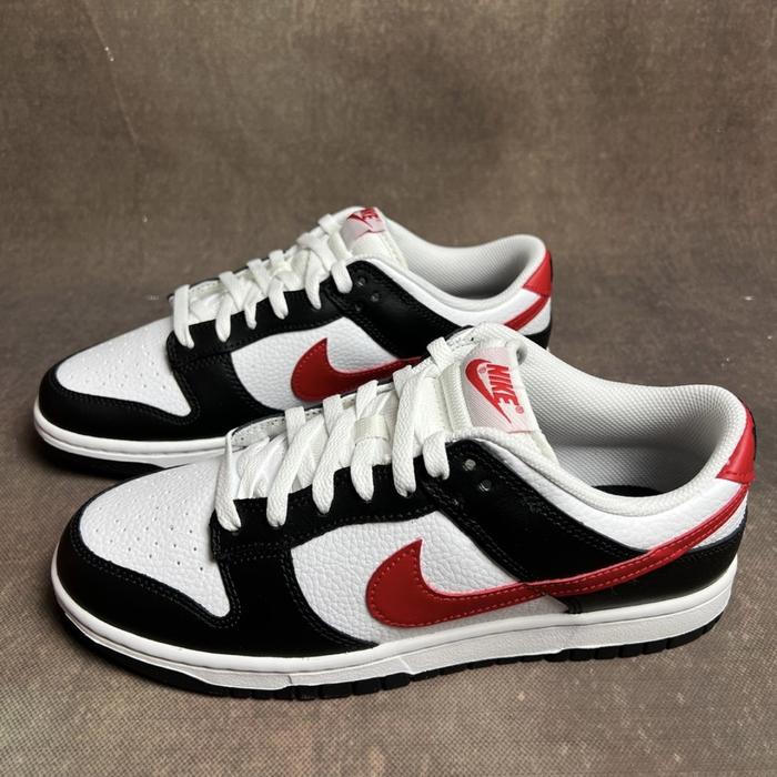 Nike Dunk Low Panda Red Swoosh 100% Authentic
