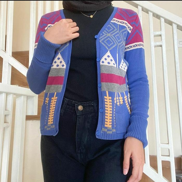 Cardigan Tribal Blue Second Preloved