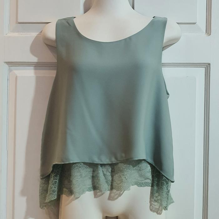 Zara Lace Top Green Original