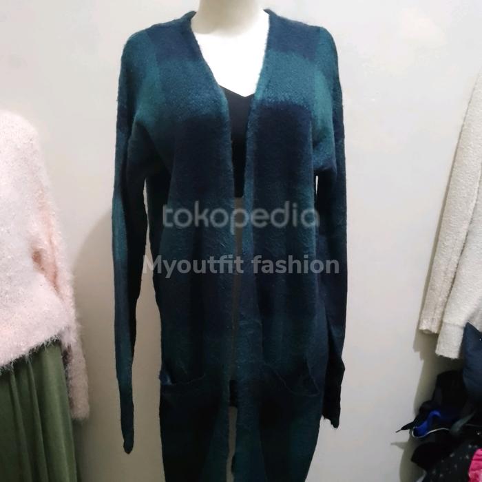 cardigan fuzzy thrift motif kotak jumbo