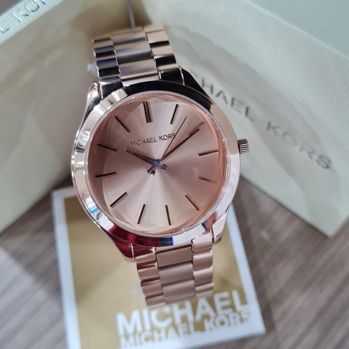 Jam Tangan Wanita Mk3197 Stainless Steel Rosegold Fullset