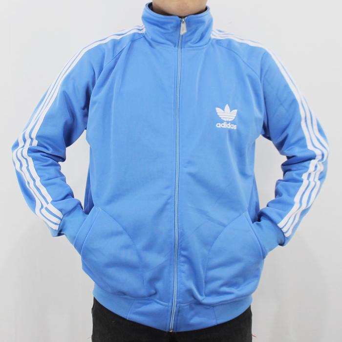 JAKET ADIDAS FIREBIRD BIRU LANGIT LIST PUTIH M L XL XXL XXXL TRAINING - JAKET OLAHRAGA - TRAINING AD