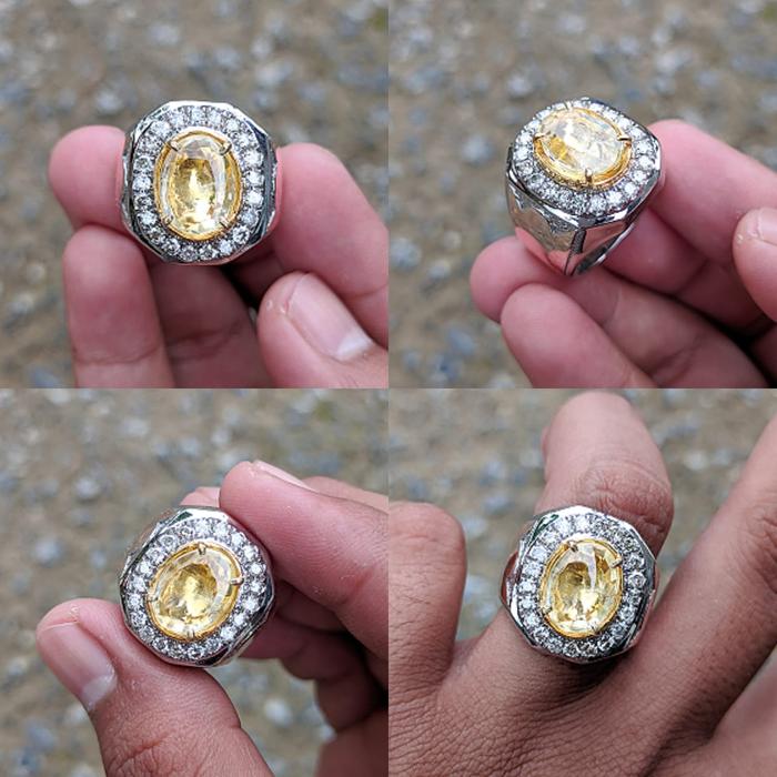 Cincin pria yellow saphiree/yakut ceylon srilanka berlian ring swasa