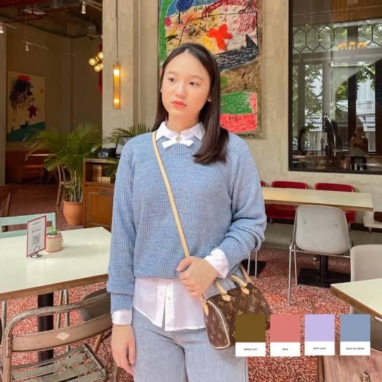 Its Ninette Candy Sweater Knit Lilac Cardigan Rajut Casual Preloved