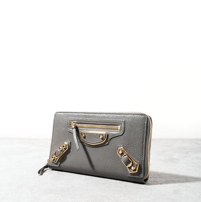 BALENCIAGA Zippy wallet metalic edge GHW Medium Grey