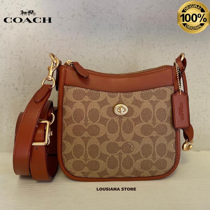 Tas Wanita Coach Chaise 19 In Siganture Canvas Crossbody Khaki