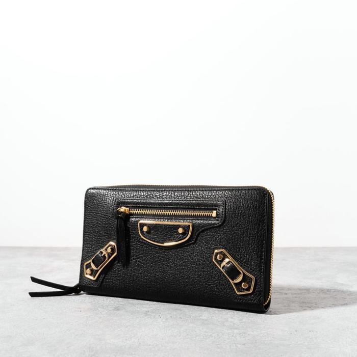 BALENCIAGA Zippy wallet metalic edge GHW Black