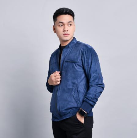 Libra Jaket Bomber Pria Cowok Suede Navy Keren Viral Distro Terbaru