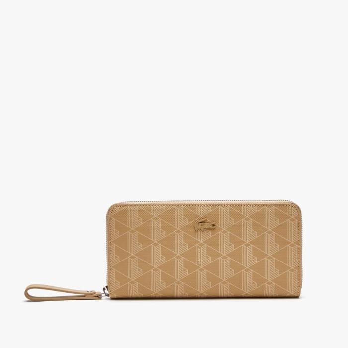 Dompet Wanita LACOSTE monogram Print Zip Wallet ORIGINAL