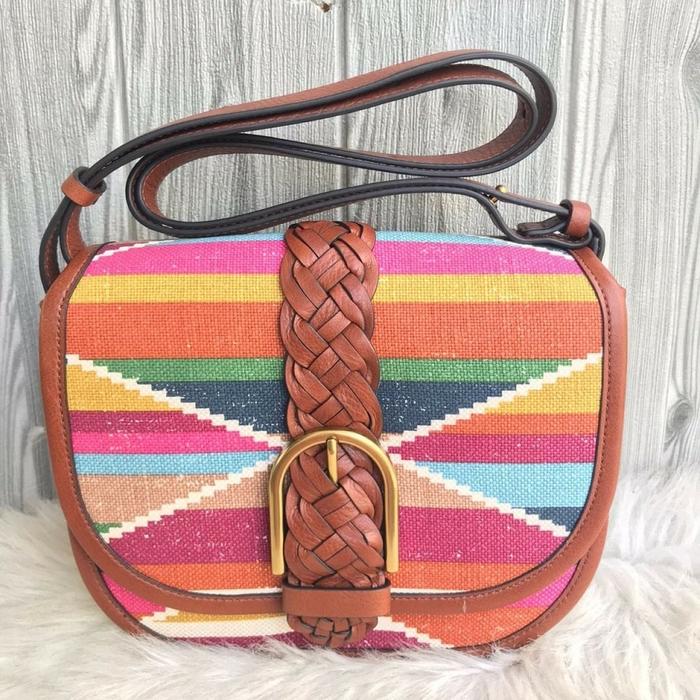 tasFOSSIL Wiley saddle bag multi patchwork pink crossbody