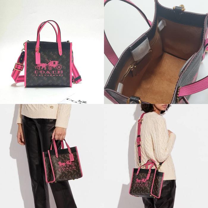 CO C8456 FIELD TOTE HORSE AND CARRIAGE TRUFFLE PETUNIA 22x21x10