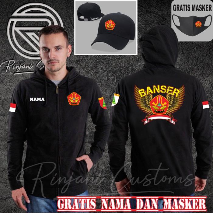 JAKET HOODIE BANSER GRATIS NAMA DAN MASKER, BARISAN ANSOR SERBAGUNA NU