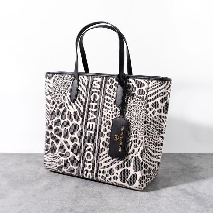 MK Sinclair large animal jacquard tote bag 32x30x14 DB MK