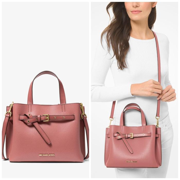 Michael Kors MK Emilia Small Pebbled Leather Satchel Rose