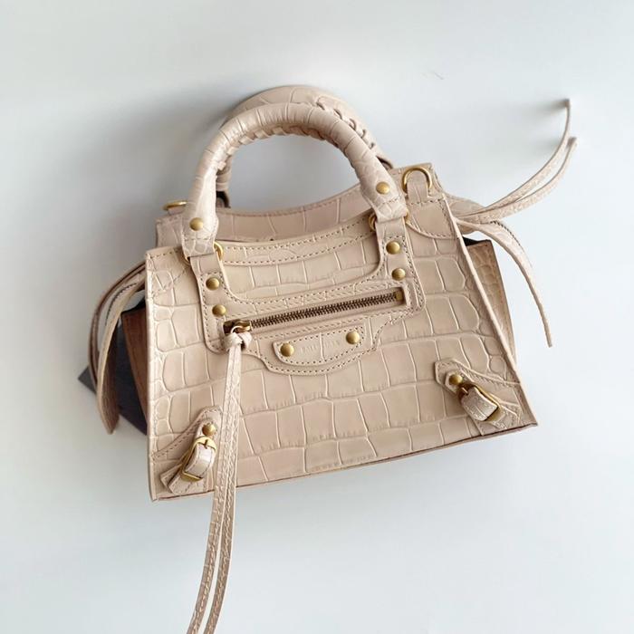 Original - Balenciaga Neo Classic Mini City Beige Croco GHW