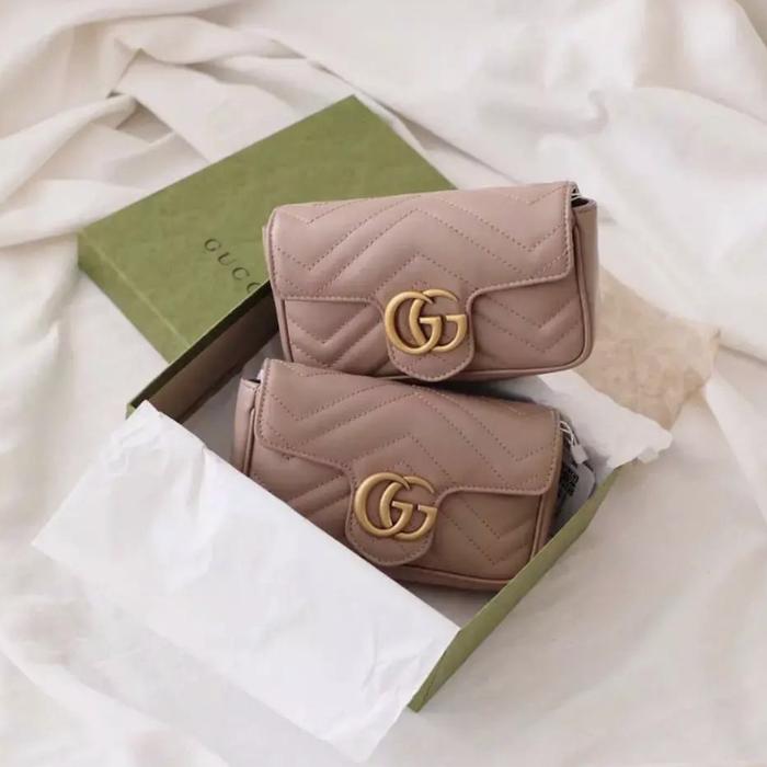 Original - Gucci Supermini Super Mini Marmont Nude Beige GHW