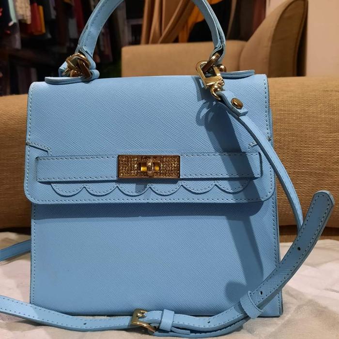 Second-tas branded wanita - Lavina Korea, biru muda, masih like new