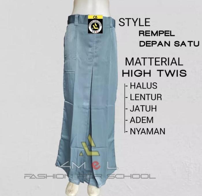 COD rok abu abu SMA/MA span 1 belah satu depan bahan HIGH TWIS LICIN