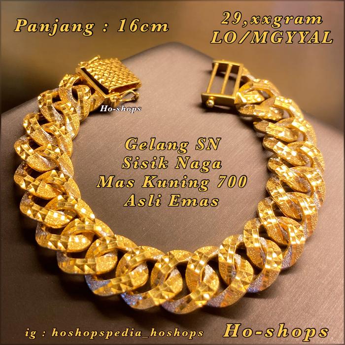 Gelang SN Sisik Naga Mas Kuning Kadar 700 Asli Emas L : 1.2cm