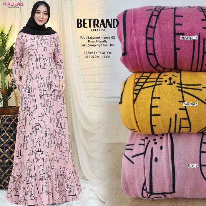 dres gamis wanita terbaru betrand mat babyterry adem nyaman dipakai