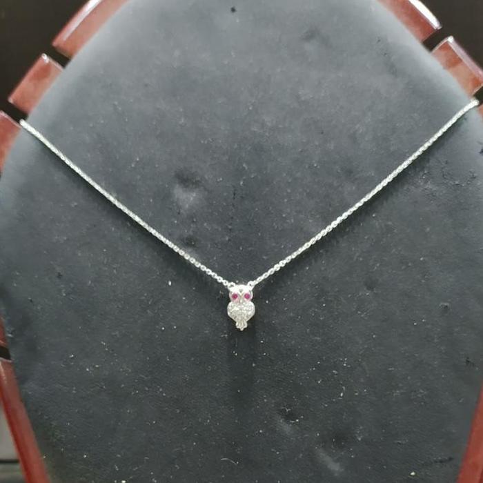 Kalung Owl Burung Hantu Emas Putih 750
