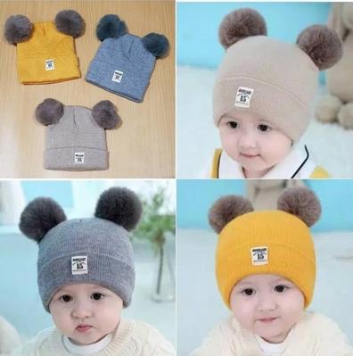 Kupluk Topi Beanie Hat Anak Beni Pompom Karakter Bahan Tebal Premium