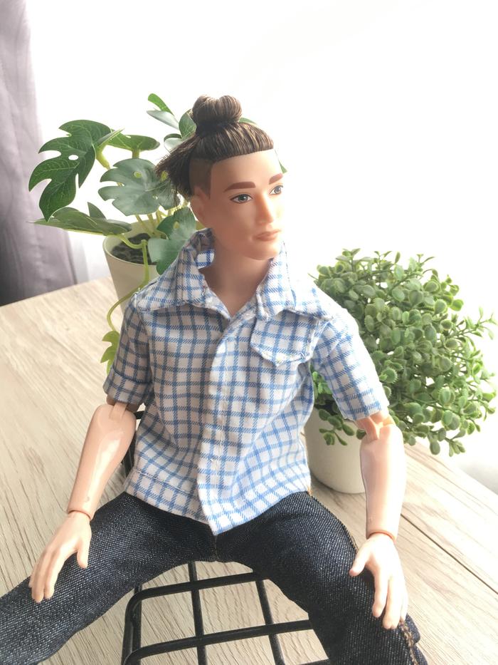 Kemeja Kotak Ken Barbie/ Ken Top Blue/atasan Ken Barbie/BMR/barbielook