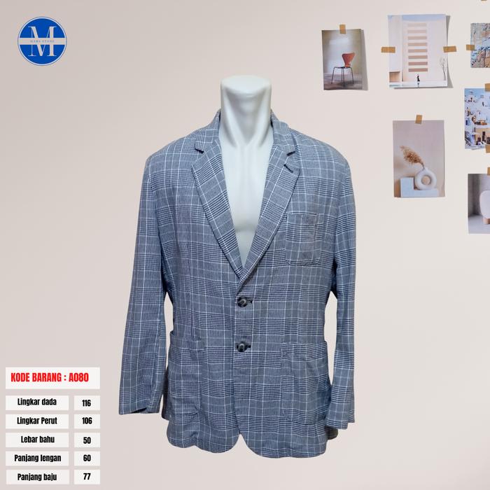 DANGOON Jas Blazer Casual Pria Abu Tartan