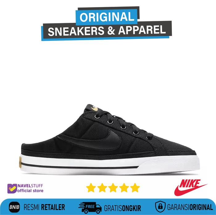 NIKE Court Legacy Mules Black / White / Gum Light Brown Original BNIB