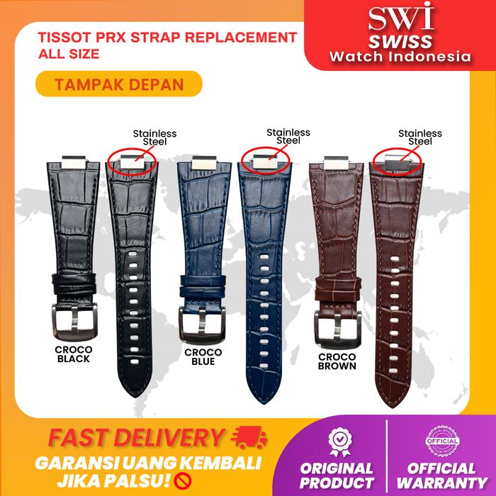 Strap Leather Tali Kulit Jam Tissot PRX Automatic Chrono Baterai Dial