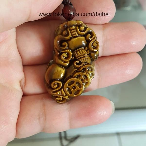 Kalung Liontin Pi Xiu Batu Tiger Eye - Liontin Batu Natural