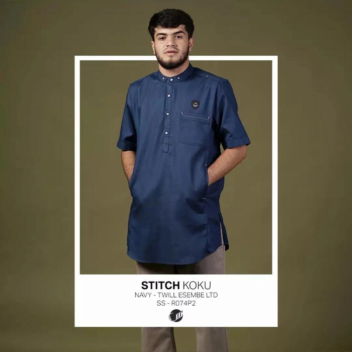 SAMASE KOKU STITCH R074P Navy Twill Esembe Limited Baju Koko Pria