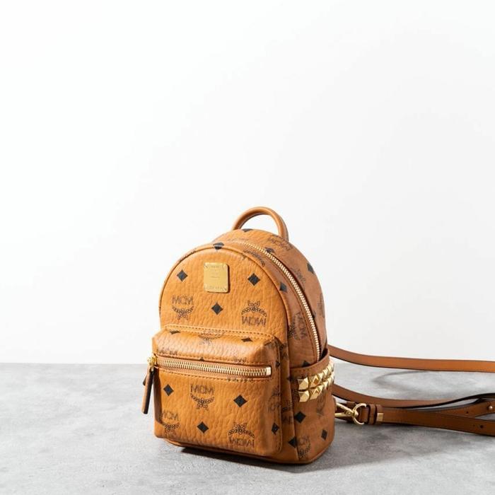 MCM Stark bebe boo side studs backpack  Cognac