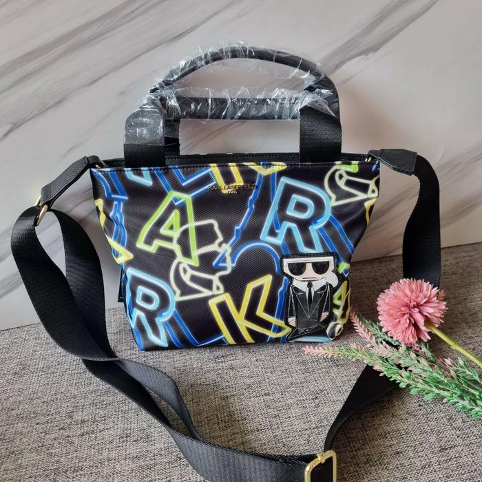 Karl Lagerfeld amour nylon crossbody bag blue black size