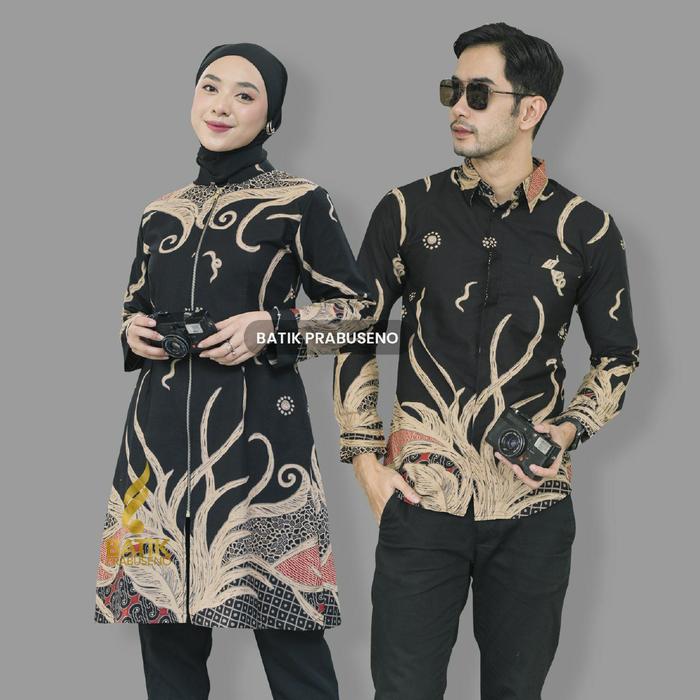 Batik Prabuseno Couple Sarimbit Katun Full Furing SAMUDRA HITAM