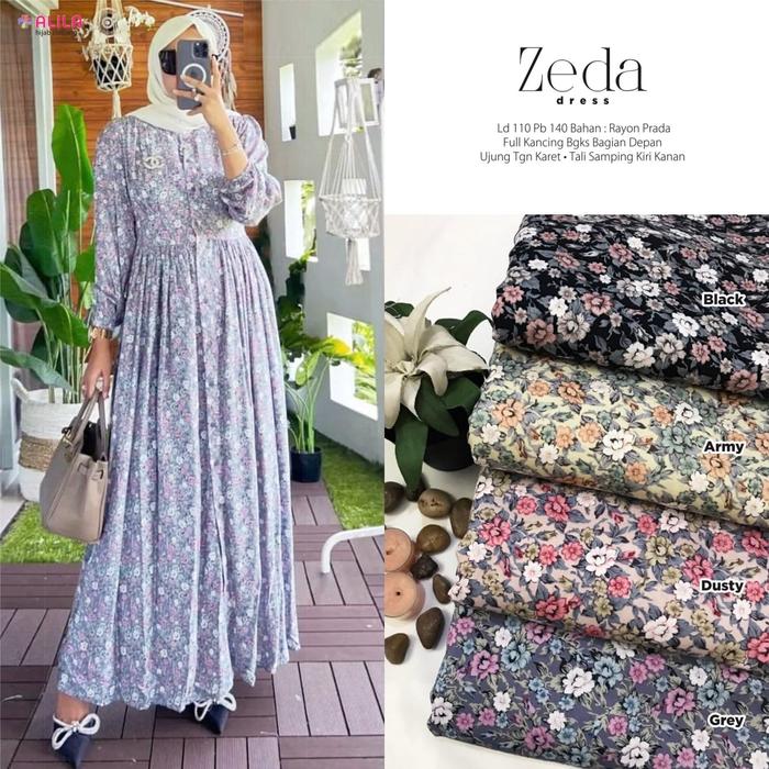 Zeda Maxi Dress bhn rayon Prada premium ld 110 pj 140 Busui cantik