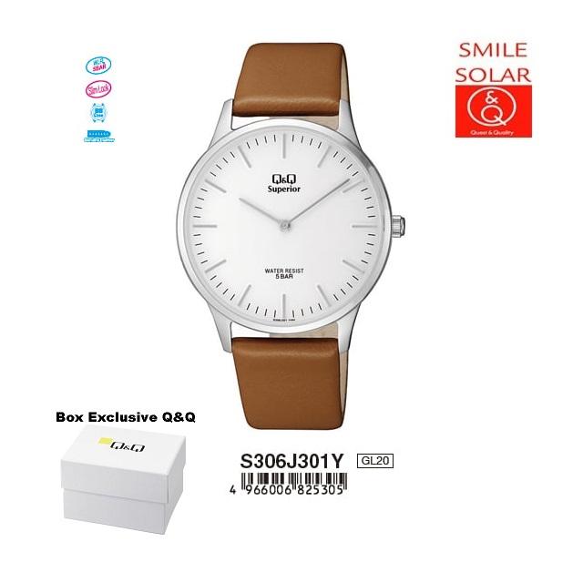 Q&Q Jam Tangan Wanita Stylist Casual Leather Original Q&Q S306 S306J Water Resist 5 BAR Stainless St