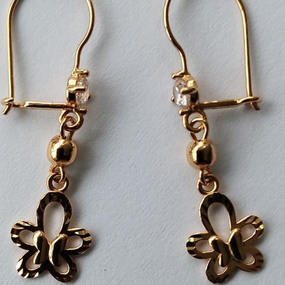 anting emas asli mata satu kupu-kupu 375