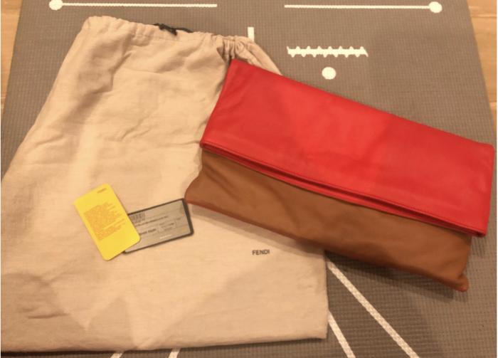 NBU FENDI CLUTCH VITELLO/TEK+ROSSO AUTHENTIC ASLI+ORI TAG+ORI DB