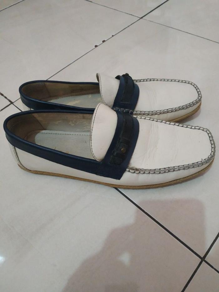 Sepatu Pedro Loafers Cowok (Putih - Biru Dongker)