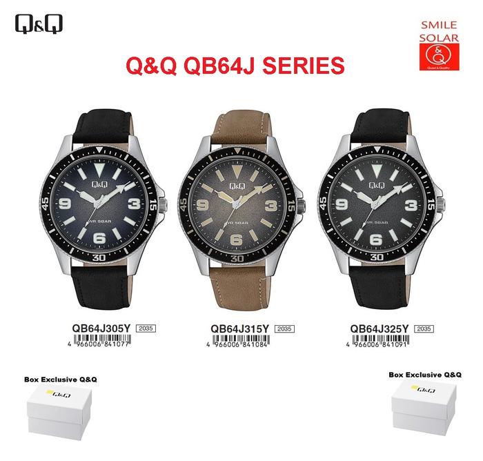 Q&Q Jam Tangan Pria Business Casual Leather Original QB64 QB64J Series Tali Kulit Stainless Steel Ba