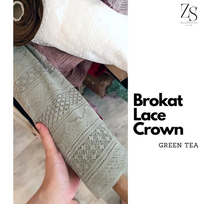 Bahan Kain Brukat Lace Crown Warna Hijau Green Tea