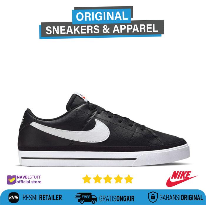 NIKE Court Legacy (Leather) Black / White Original Resmi BNIB