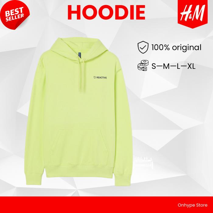 Printed Hoodie H&M Reactive Green Jaket Sweater Pria Wanita Unisex