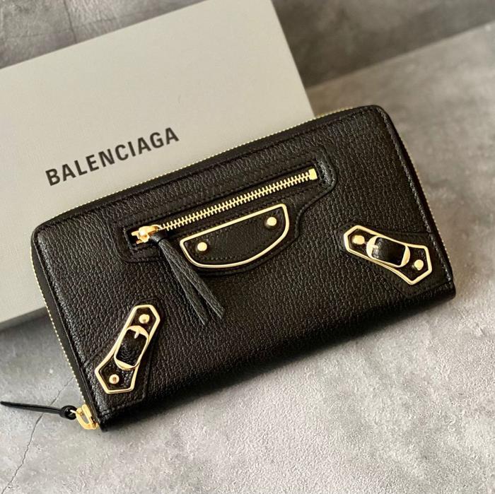 BALENCIAGA CLASSIC CONTINENTAL ZIP AROUND WALLET Black GHW