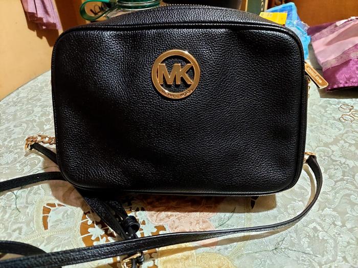 Preloved Michael Kors Fulton Large Leather Crossbody Bag Black