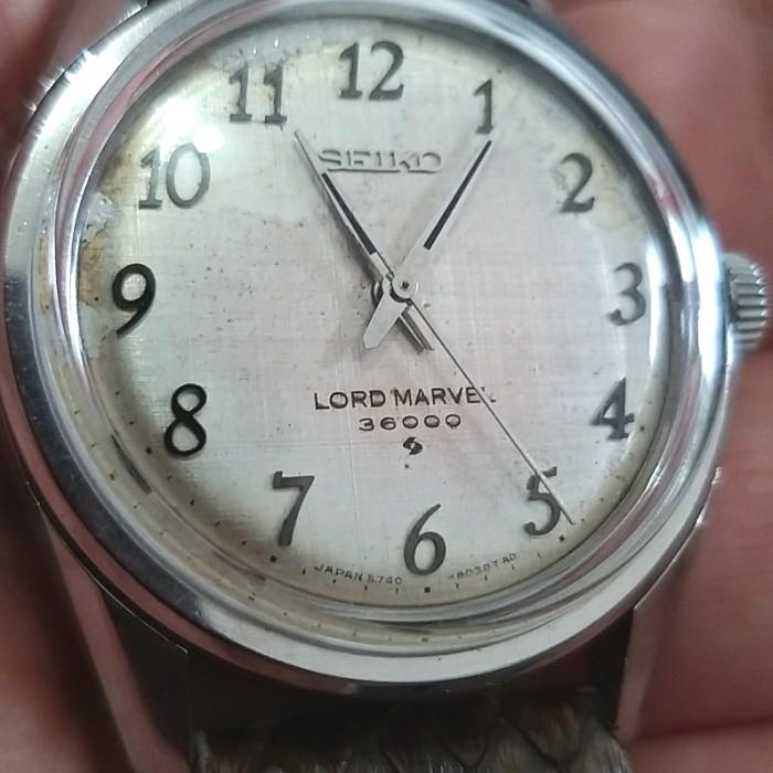 Jam tangan SEIKO LORD MARVEL 1974 36000/5740C/ Hibeat/Linen Dial /Serat kayu to Salmon unique/Case n