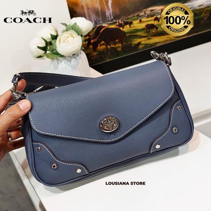 Tas Wanita  Coach Millie Shoulder Bag Silver Denim