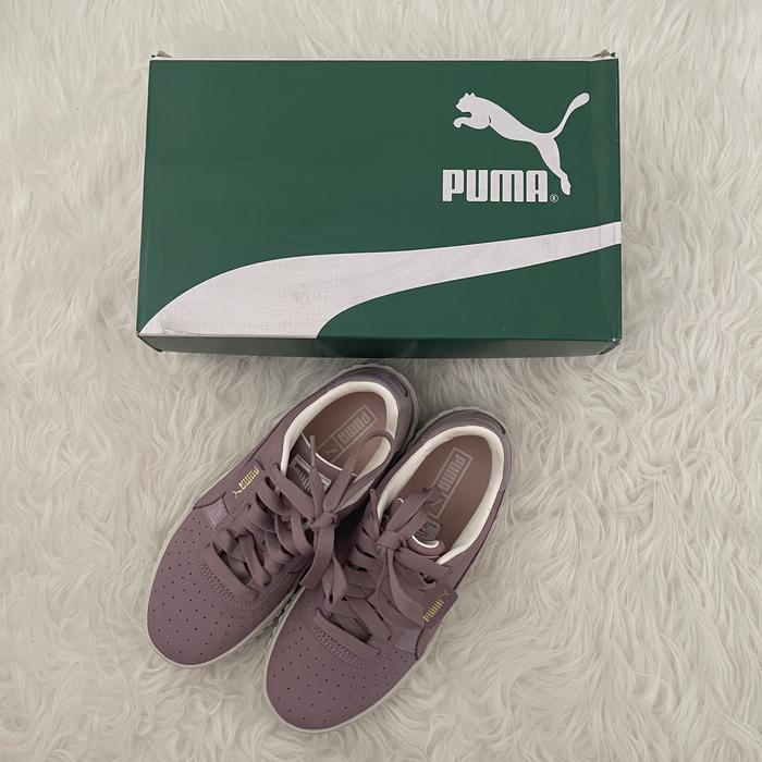 𝙋𝙍𝙀𝙇𝙊𝙑𝙀𝘿 Puma Cali Nubuck Elderberry Sneakers Shoes Sepatu Puma Lilac Sepatu Wanita