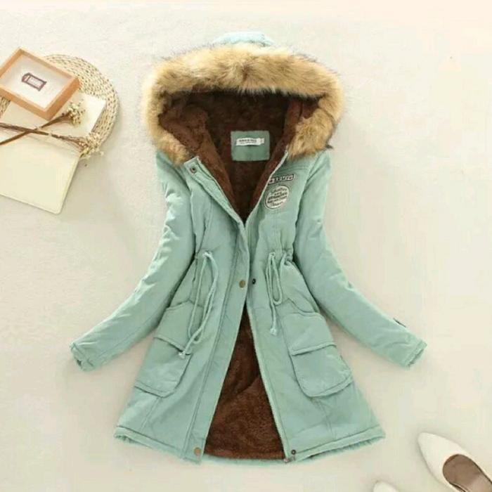 jaket bulu tebal wanita/jaket hoodie/down parka ori